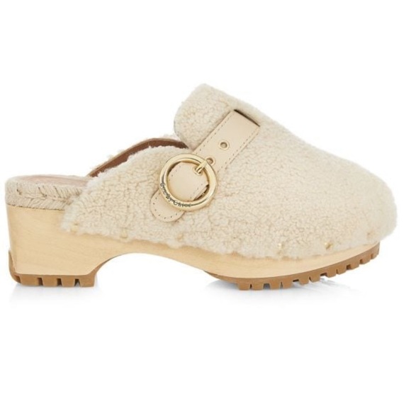 SEE BY CHLOE Viviane Shearling Clogs in Natural - Picture 15 of 15